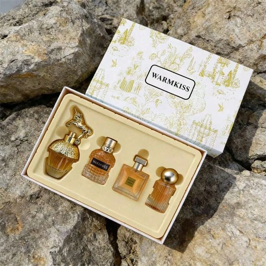 A four-piece perfume gift set featuring four unique fruity-floral fragrances. Long-lasting and an excellent choice for gifting.
A four-piece perfume gift set featuring four unique fruity-floral fragrances. Long-lasting and an excellent choice for gifting.