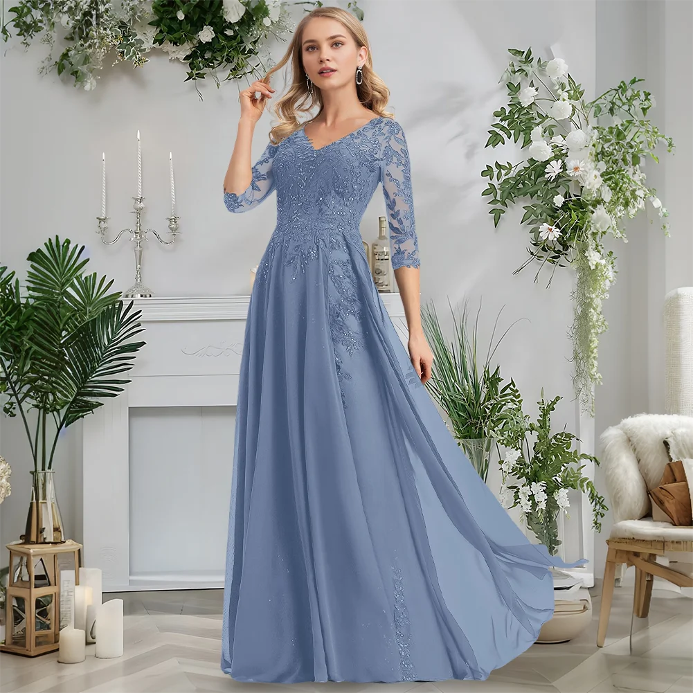 Evening Dress Dark Navy A-Line V-Neck Chiffon Lace Prom Gown 2025 Floor-Length With Sequins Formal Wedding Party Dress Woman
Evening Dress Dark Navy A-Line V-Neck Chiffon Lace Prom Gown 2025 Floor-Length With Sequins Formal Wedding Party Dress Woman