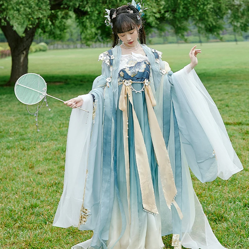 New Hanfu Clothes Chinese Style Female Daily Embroidery Costumes Big Sleeve Elegant Dress Fairy Festival Stage Clothing DQL7394
New Hanfu Clothes Chinese Style Female Daily Embroidery Costumes Big Sleeve Elegant Dress Fairy Festival Stage Clothing DQL7394