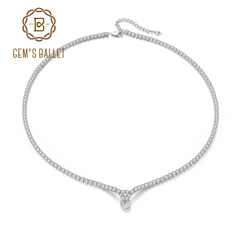 GEM'S BALLET Interchangeable Pendant Necklace - 925 Sterling Silver Tennis V Shape Chain for Multiple Drops- Create Your Style
GEM'S BALLET Interchangeable Pendant Necklace - 925 Sterling Silver Tennis V Shape Chain for Multiple Drops- Create Your Style