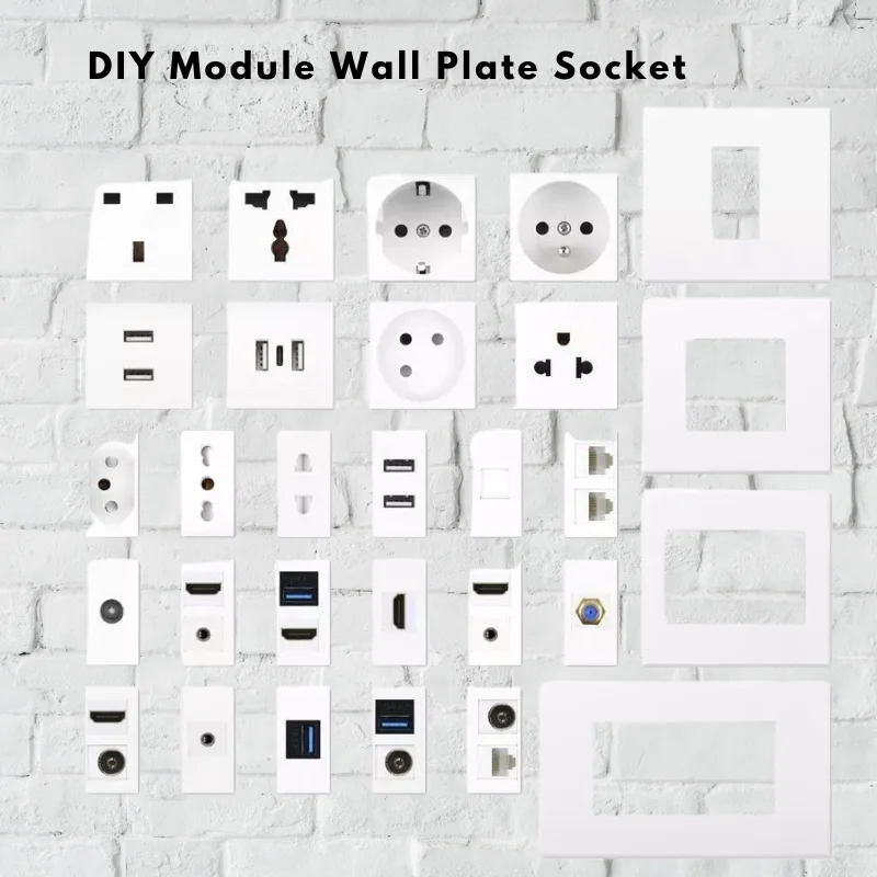 Universal HDMI USB Wall Plate Socket Panel DIY Module for Brasil Chile Mexico Standard Multimedia Outlet Terminal Block
Universal HDMI USB Wall Plate Socket Panel DIY Module for Brasil Chile Mexico Standard Multimedia Outlet Terminal Block