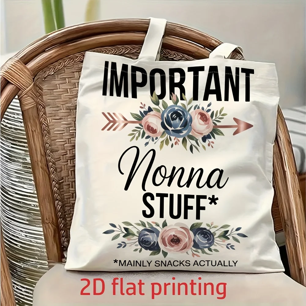 1 штука сумки через плечо из холщовой ткани с цветочным узором «Important Nonna Stuff», легкая складная сумка-тоут с фиксированным плечевым ремнем, многоразовая сумка для покупок, идеальный подарок для поездок на работу, путешествий, шопинга, школы и праз
1 штука сумки через плечо из холщовой ткани с цветочным узором «Important Nonna Stuff», легкая складная сумка-тоут с фиксированным плечевым ремнем, многоразовая сумка для покупок, идеальный подарок для поездок на работу, путешествий, шопинга, школы и праз