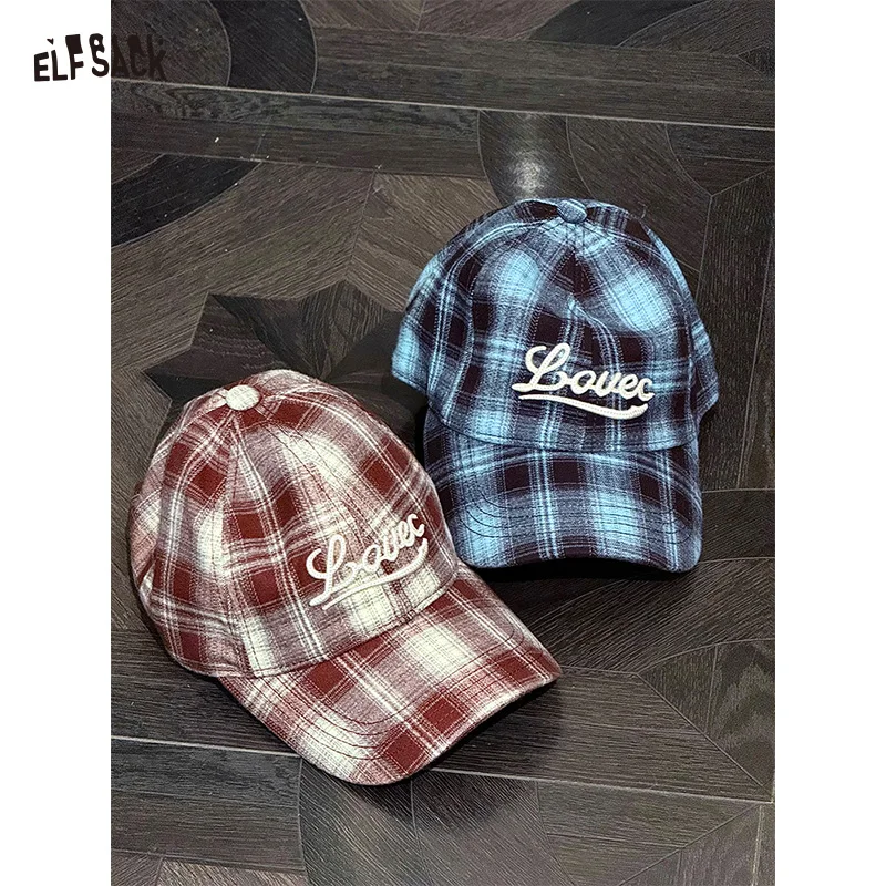 ELFSACK 2025, осенние новые поступления, повседневная бейсболка в клетку с цветными блоками и вышивкой букв, шляпа для папы, бейсболка 
ELFSACK 2025, осенние новые поступления, повседневная бейсболка в клетку с цветными блоками и вышивкой букв, шляпа для папы, бейсболка