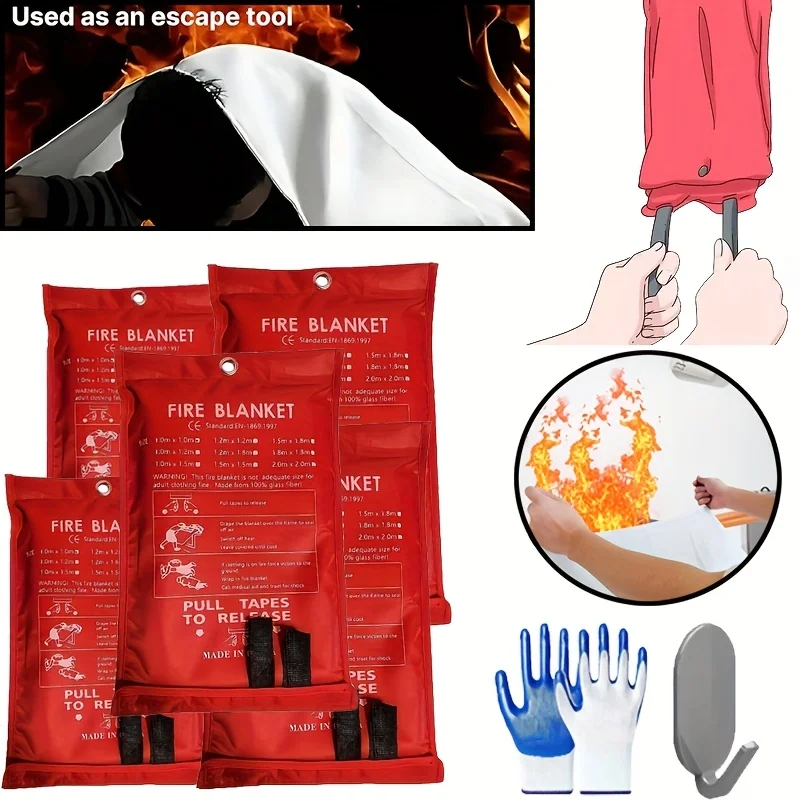 1/3/5 PCS Fire Blanket Set – 39.37"x39.37" Fiberglass Emergency Blanket with Gloves & Hooks for Fire Protection
1/3/5 PCS Fire Blanket Set – 39.37"x39.37" Fiberglass Emergency Blanket with Gloves & Hooks for Fire Protection
