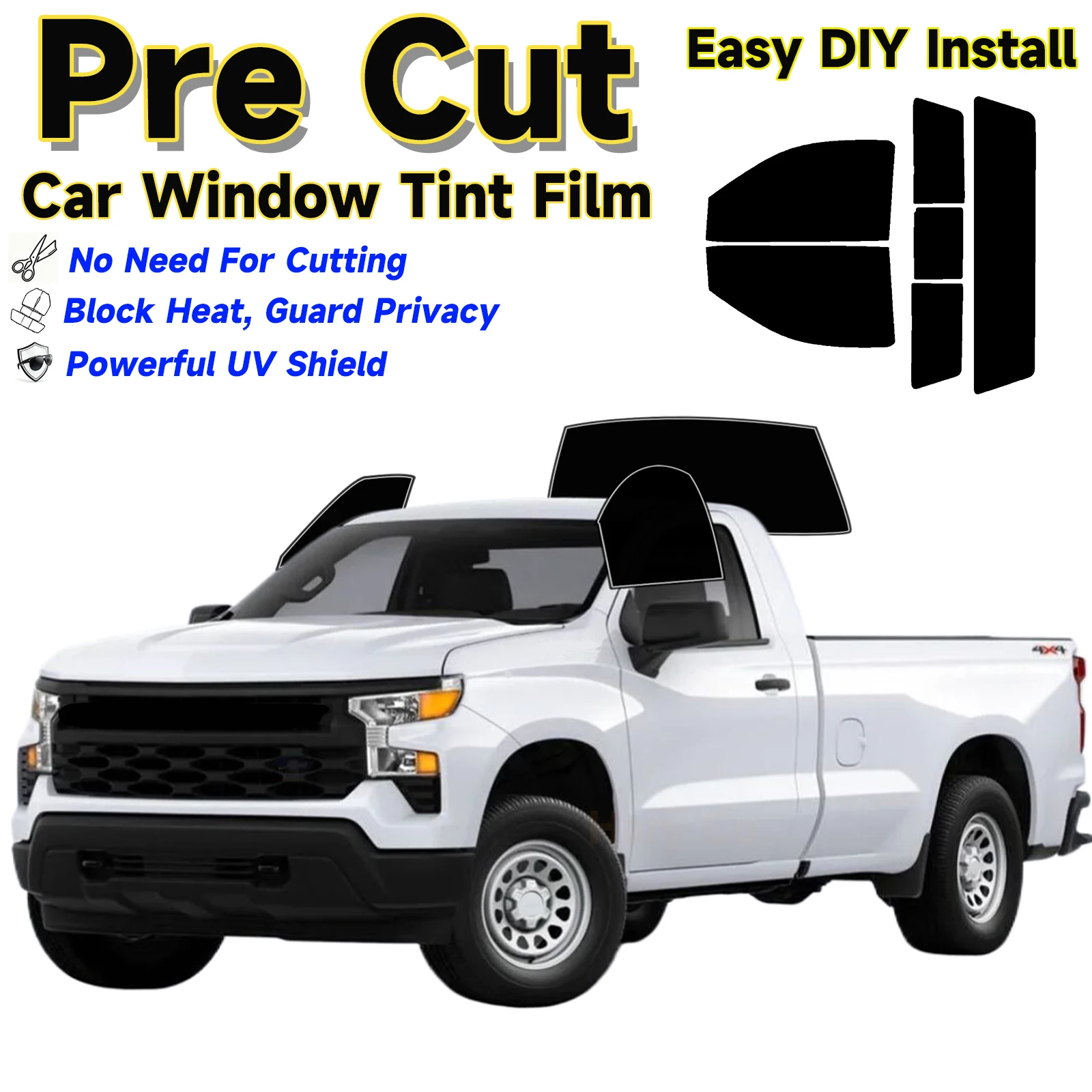 Предварительно вырезанная тонировка окон для Chevrolet Silverado 1500, обычная 2019-2026, солнцезащитная УФ-защита, теплая, 2-слойная защитная пленка для окон, конфиденциальности
Предварительно вырезанная тонировка окон для Chevrolet Silverado 1500, обычная 2019-2026, солнцезащитная УФ-защита, теплая, 2-слойная защитная пленка для окон, конфиденциальности