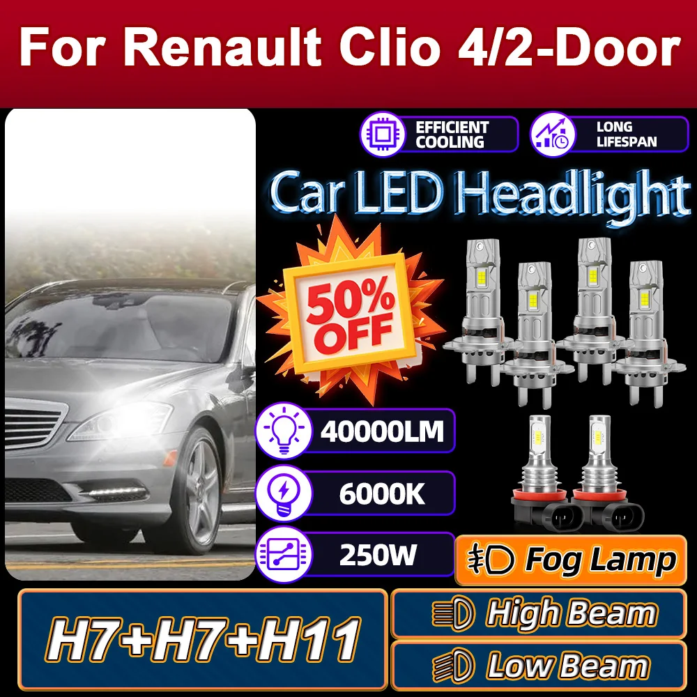 40000LM H7 LED Headlight Bulb 250W H11 Fog Light Long Lifespan Canbus No Error For Renault Clio 4/2-Door 2003 2004 2005 2006
40000LM H7 LED Headlight Bulb 250W H11 Fog Light Long Lifespan Canbus No Error For Renault Clio 4/2-Door 2003 2004 2005 2006