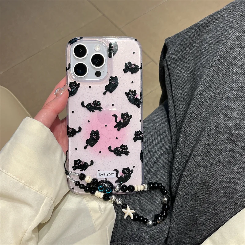 Buling Buling Bow Cute Black Cat pink phone case For iPhone 16 Pro 15 Pro Max 14 13 with chain Shockproof for Apple 15 Capa
Buling Buling Bow Cute Black Cat pink phone case For iPhone 16 Pro 15 Pro Max 14 13 with chain Shockproof for Apple 15 Capa