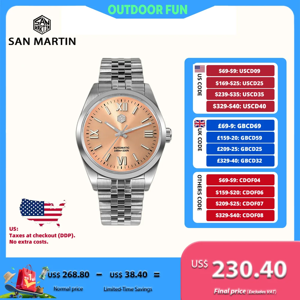 San Martin 38,5 мм YN55 автоматические механические часы мужские наручные часы роскошные водонепроницаемые 10ATM винтажные деловые классические Satti SN0050-2
San Martin 38,5 мм YN55 автоматические механические часы мужские наручные часы роскошные водонепроницаемые 10ATM винтажные деловые классические Satti SN0050-2