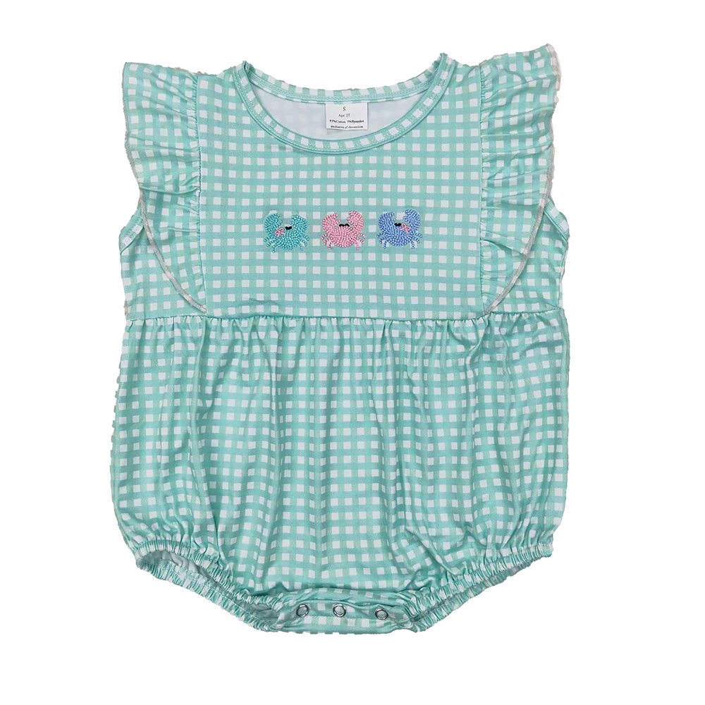 SR2659 Baby Girls Summer Rompers Embroidery Baby Infant Girls Green Checkered Crabs Rompers
SR2659 Baby Girls Summer Rompers Embroidery Baby Infant Girls Green Checkered Crabs Rompers