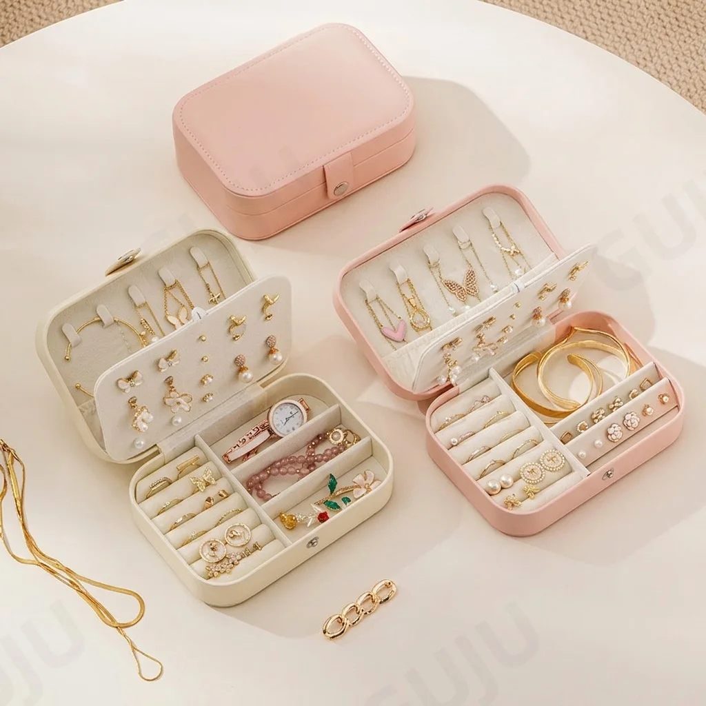 Simple Ins Travel Jewelry Box Leather Mini Jewelry Organizer Double Layer Portable Case For Storing Earrings Rings Necklaces
Simple Ins Travel Jewelry Box Leather Mini Jewelry Organizer Double Layer Portable Case For Storing Earrings Rings Necklaces