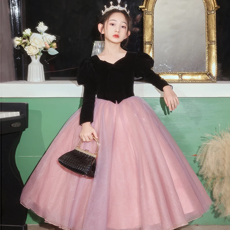 Girls dress velvet princess dress long sleeve birthday party fluffy tulle dress floor length pink
Girls dress velvet princess dress long sleeve birthday party fluffy tulle dress floor length pink