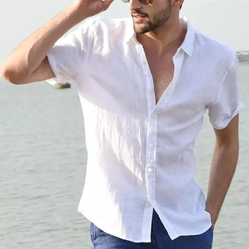 White Shirt Men Casual Short Sleeve Top Summer Button Turn-Down Collar Shirt Beach Wear Slim Fit Shirts
White Shirt Men Casual Short Sleeve Top Summer Button Turn-Down Collar Shirt Beach Wear Slim Fit Shirts