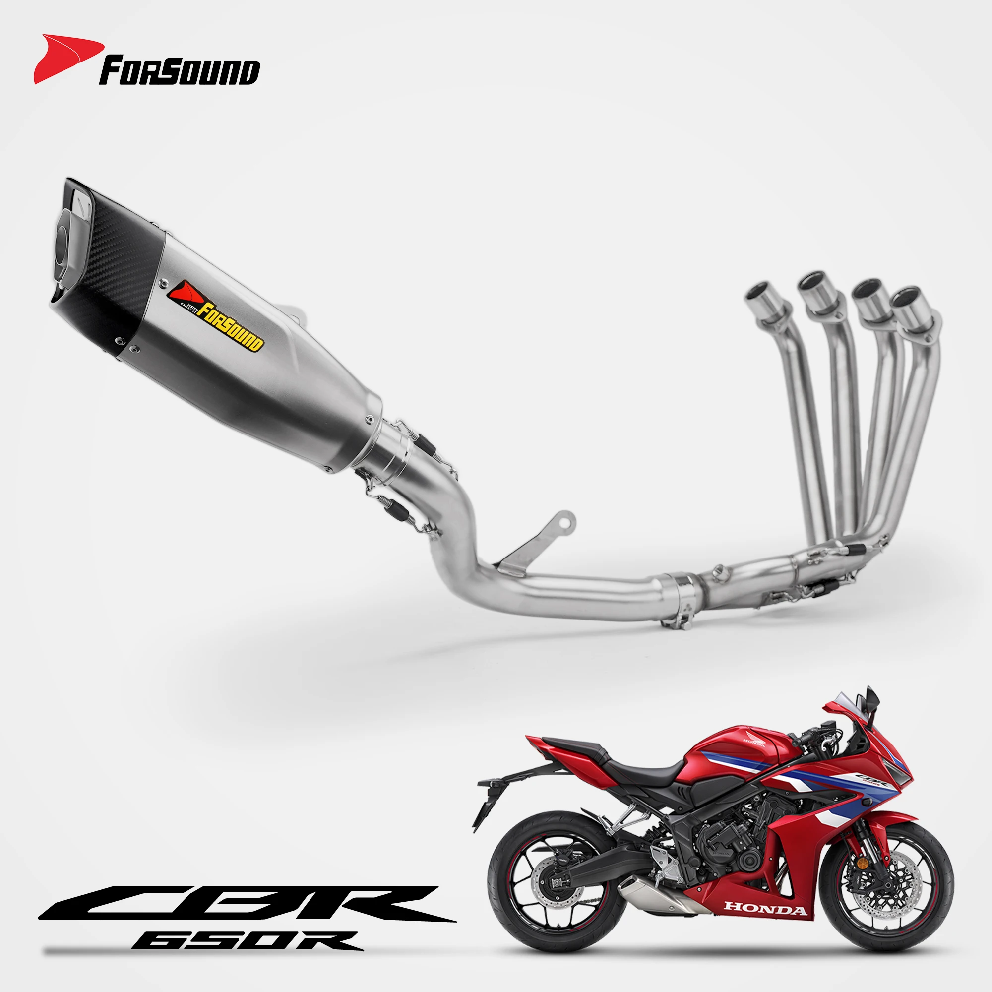 Forsound Factory Wholesale Price Honda CBR650R Titanium Exhaust Valved Muffler with Mid Pipe Resonator
Forsound Factory Wholesale Price Honda CBR650R Titanium Exhaust Valved Muffler with Mid Pipe Resonator