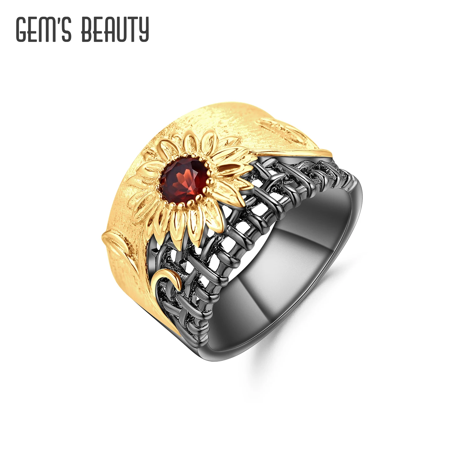 GEM'S BEAUTY 925 Sterling Silver Natural Garnet Ring Creative Oil Painting Cocktail Ring Fine Jewelry for Women Female Bijoux
GEM'S BEAUTY 925 Sterling Silver Natural Garnet Ring Creative Oil Painting Cocktail Ring Fine Jewelry for Women Female Bijoux