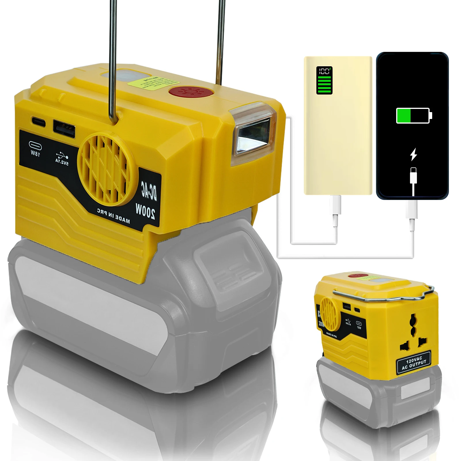200W Power Inverter for Dewalt 20V Battery DC 20V to AC 120V/220V Portable Power Station with USB & Type-C Port (No Battery)
200W Power Inverter for Dewalt 20V Battery DC 20V to AC 120V/220V Portable Power Station with USB & Type-C Port (No Battery)