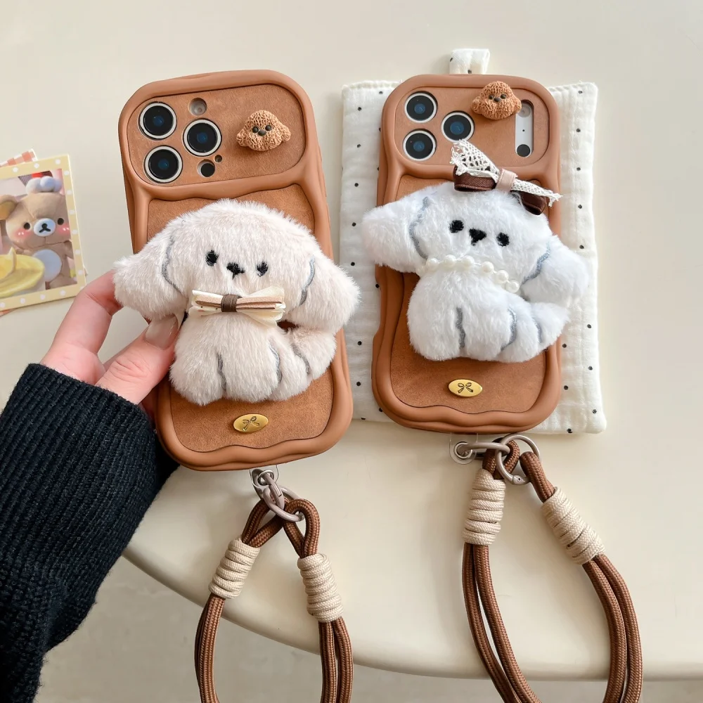Cute sweet plush pearl bow puppy phone case for iPhone 17 16 ProMax12 13 14 15 Pro fundas Korean INS shockproof protective cover
Cute sweet plush pearl bow puppy phone case for iPhone 17 16 ProMax12 13 14 15 Pro fundas Korean INS shockproof protective cover