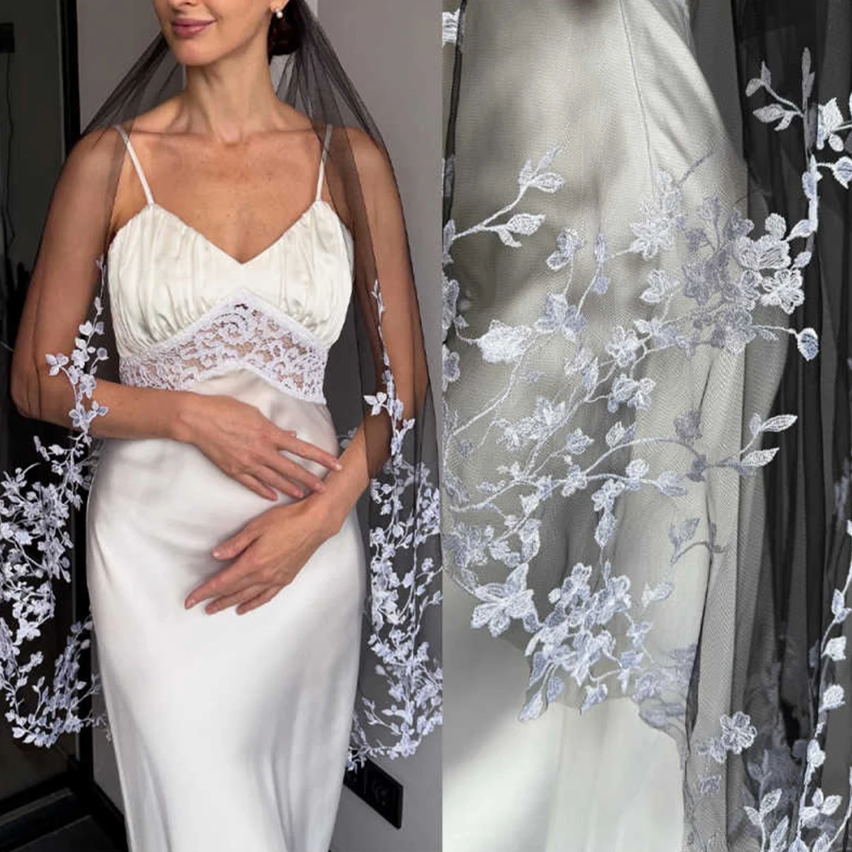 1 Layer Beautiful Flower Lace Wedding Veil Soft Tulle Cathedral Bridal Veil with Comb Wedding Accessories Customized
1 Layer Beautiful Flower Lace Wedding Veil Soft Tulle Cathedral Bridal Veil with Comb Wedding Accessories Customized