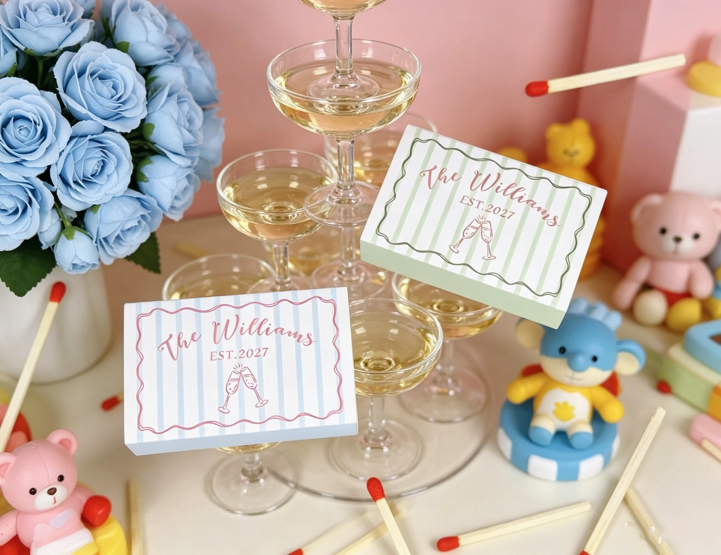Striped Wedding Matchboxes, Custom Matchbooks for Champagne Toast, Wedding Favors & Guest Gifts for Engagement Reception
Striped Wedding Matchboxes, Custom Matchbooks for Champagne Toast, Wedding Favors & Guest Gifts for Engagement Reception