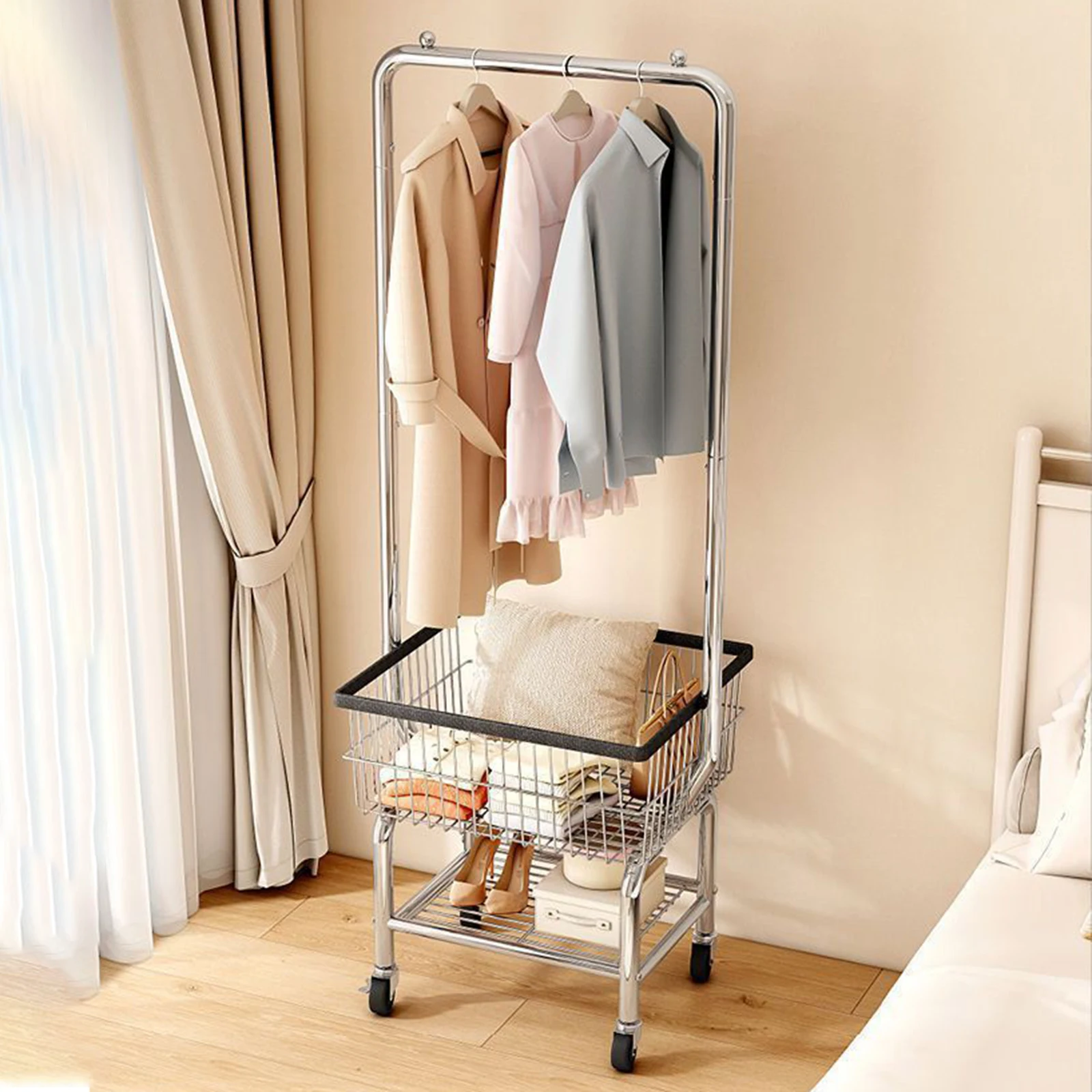 Rolling Clothing Rack,Metal Garment Rack Detachable Storage Basket,Clothes Rack Adjustable for Retail Shop,Dressing Room
Rolling Clothing Rack,Metal Garment Rack Detachable Storage Basket,Clothes Rack Adjustable for Retail Shop,Dressing Room