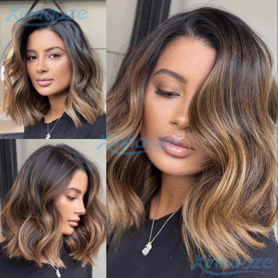 Short Wavy Bob Human Hair Glueless 5x5 Silk Top Closure Wigs Pre Plucked Brown Blonde #4/27 Highlight 13x6/13x4 Lace Front Wigs
Short Wavy Bob Human Hair Glueless 5x5 Silk Top Closure Wigs Pre Plucked Brown Blonde #4/27 Highlight 13x6/13x4 Lace Front Wigs