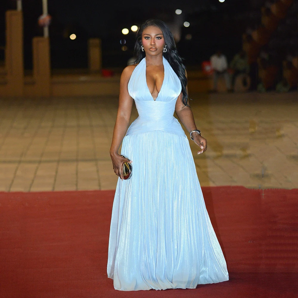 Msikoods Customized Sky Blue Halter Evening Dress 2026 Deep V Neck Pleated Formal Celebrity Gown Backless Party Dress Gala Gown
Msikoods Customized Sky Blue Halter Evening Dress 2026 Deep V Neck Pleated Formal Celebrity Gown Backless Party Dress Gala Gown
