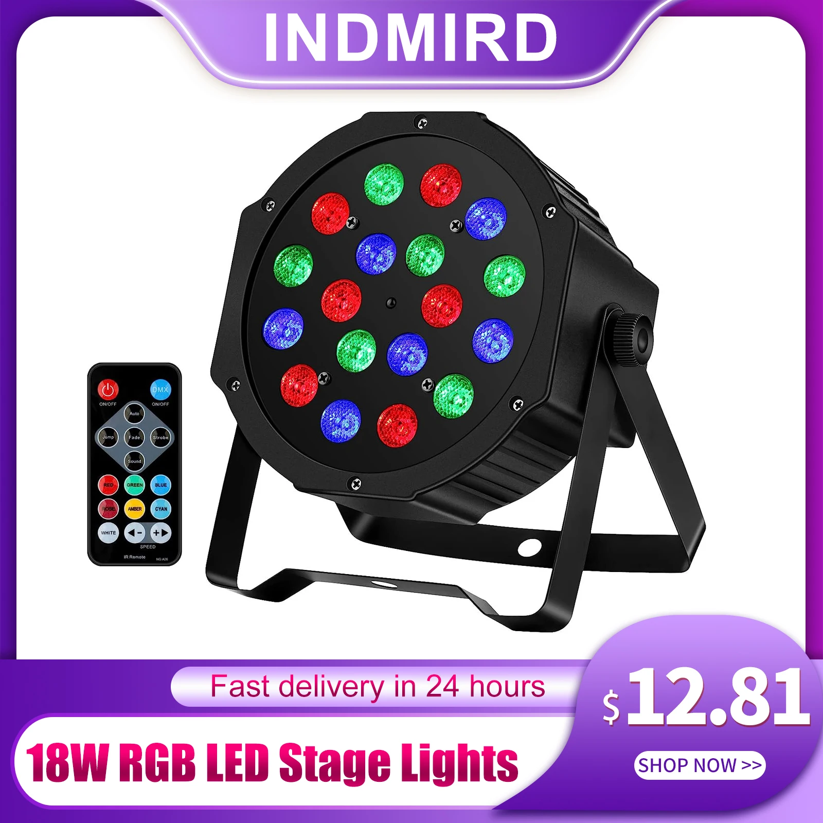 18W LED Stage Lights RGB DJ LED Par Light Remote&DMX Controlled Sound Activated Auto Play Uplights for Wedding Birthday Christma
18W LED Stage Lights RGB DJ LED Par Light Remote&DMX Controlled Sound Activated Auto Play Uplights for Wedding Birthday Christma