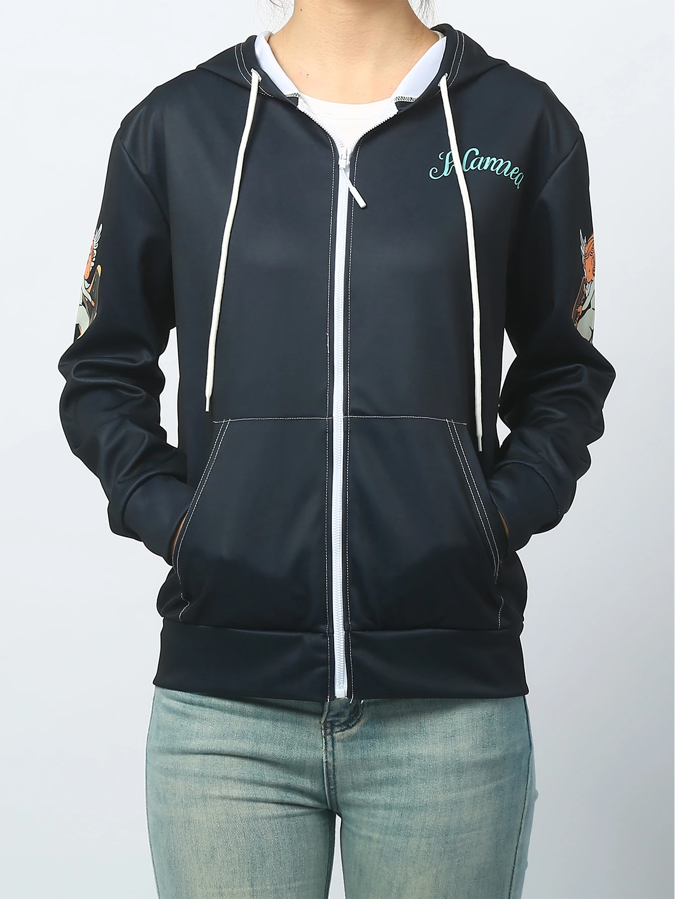 Spring/autumn new women's personalized fashion sports hoodie long sleeve drawstring pocket zipper coat casual printed hoodie
Spring/autumn new women's personalized fashion sports hoodie long sleeve drawstring pocket zipper coat casual printed hoodie