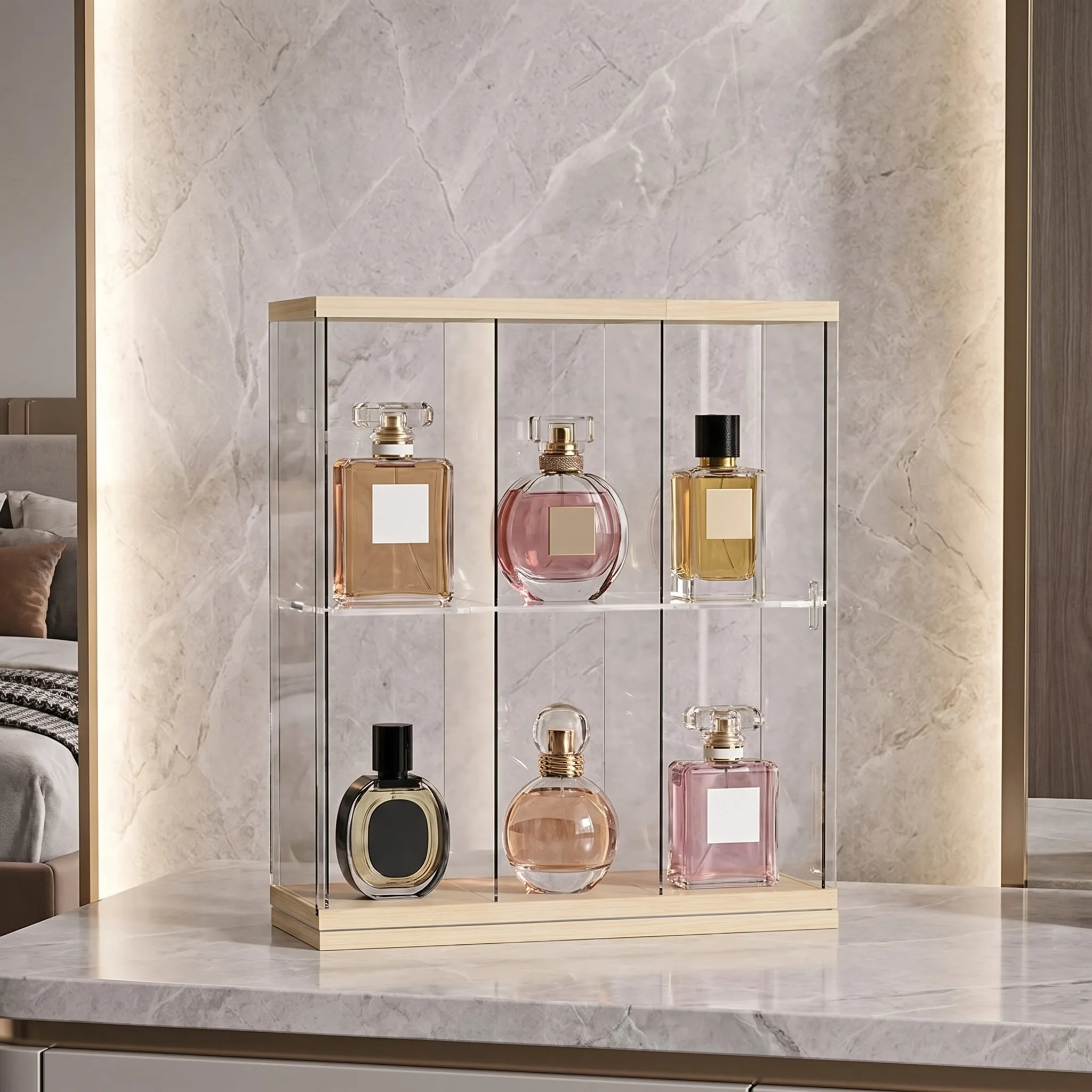 Dustproof Wooden Acrylic Perfume Display Case Storage Box Organizer for Bathroom Dressing Table Cosmetic Skincare
Dustproof Wooden Acrylic Perfume Display Case Storage Box Organizer for Bathroom Dressing Table Cosmetic Skincare