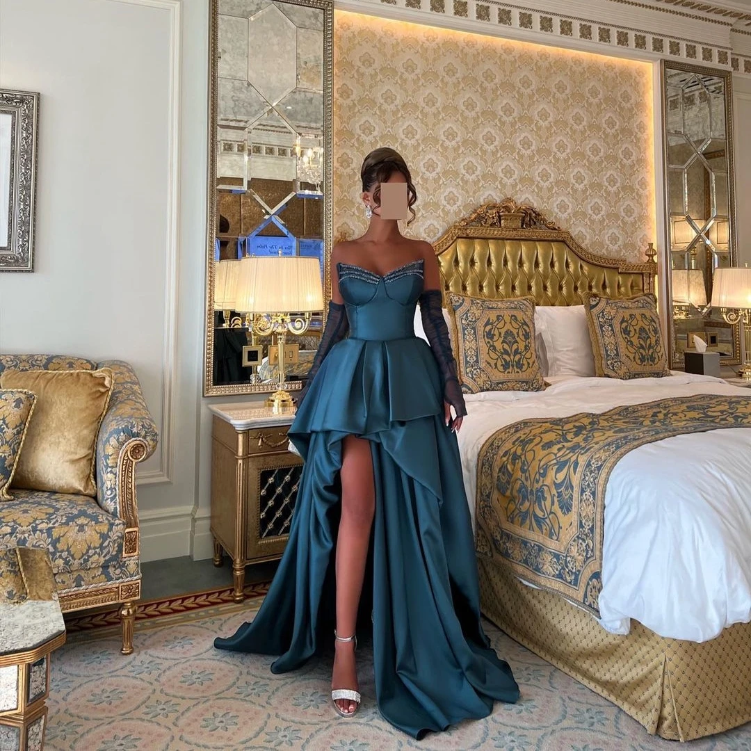 Meetlove Customized Back Strap High Fork Floor-Length Gloves V-Neck Sleeveless Wedding Party Court Stain Backless 2023
Meetlove Customized Back Strap High Fork Floor-Length Gloves V-Neck Sleeveless Wedding Party Court Stain Backless 2023