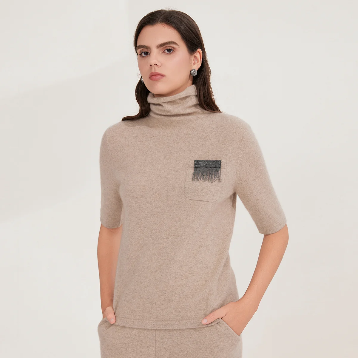 BY3521300 Women's Premium 100% Cashmere Knit Top High-End 12-Gauge Short Sleeve Turtleneck Sweater
BY3521300 Women's Premium 100% Cashmere Knit Top High-End 12-Gauge Short Sleeve Turtleneck Sweater
