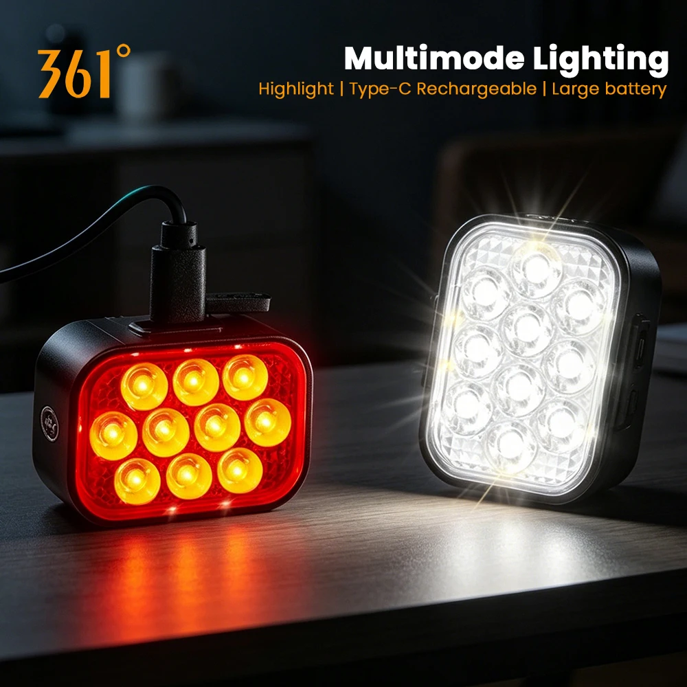 361 Degrees Bike Lights Highlight Bicycle Lamp Front White Headlight Rear Red Taillight Type-C Rechargeable MTB Cycling Lighting
361 Degrees Bike Lights Highlight Bicycle Lamp Front White Headlight Rear Red Taillight Type-C Rechargeable MTB Cycling Lighting