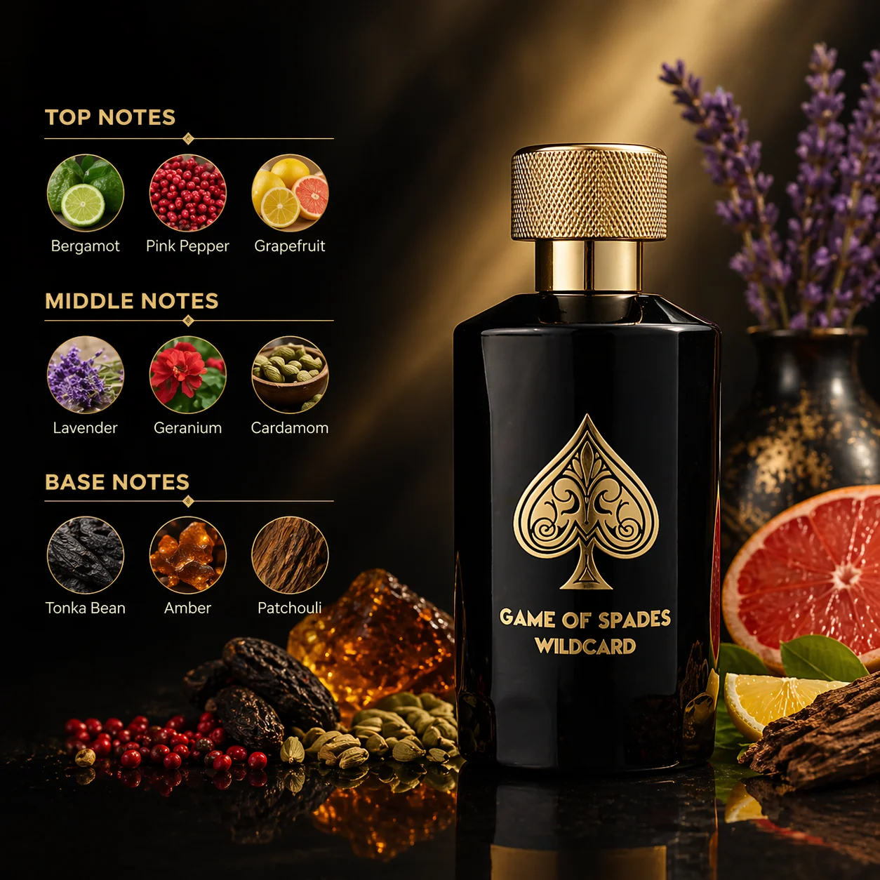 Game of Spades Wildcard Fragrance Spray, Black Gold Bottle Perfume for Men Women, Bold Modern Scent for Daily Wear, Date Night, Party and Gift
Game of Spades Wildcard Fragrance Spray, Black Gold Bottle Perfume for Men Women, Bold Modern Scent for Daily Wear, Date Night, Party and Gift