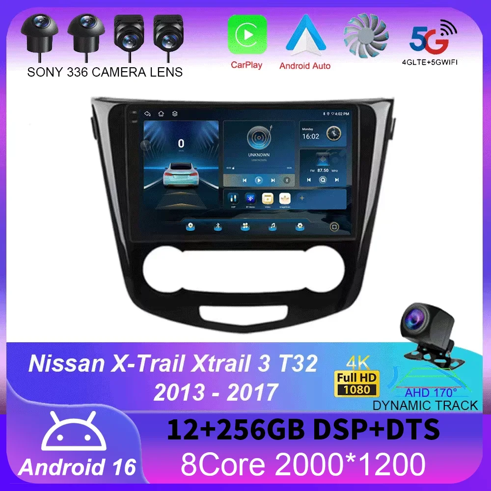 Android 16 Carplay Auto For Nissan X-Trail Xtrail 3 T32 2013 - 2017 Car Radio GPS Multimedia Video Player Stereo 360 Camera DSP
Android 16 Carplay Auto For Nissan X-Trail Xtrail 3 T32 2013 - 2017 Car Radio GPS Multimedia Video Player Stereo 360 Camera DSP