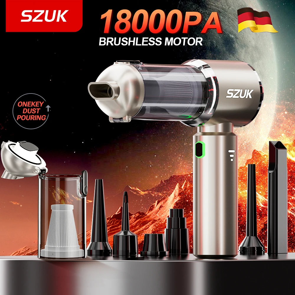 SZUK Mini Car Vacuum Cleaner 18000Pa Powerful Portable Handheld Vacuum Cleaner Strong Suction Cleaning Machine Wireless Cleaner
SZUK Mini Car Vacuum Cleaner 18000Pa Powerful Portable Handheld Vacuum Cleaner Strong Suction Cleaning Machine Wireless Cleaner