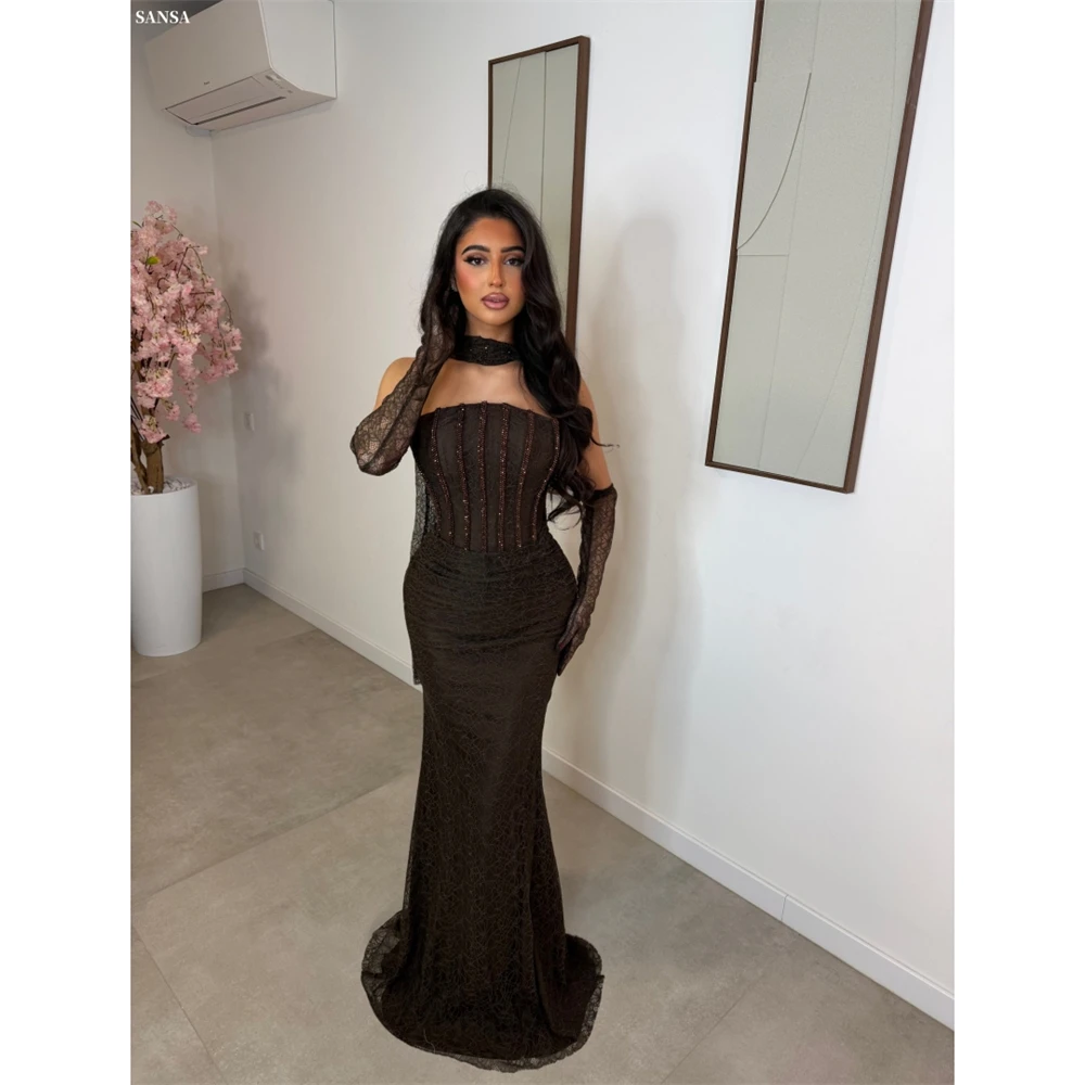 Sansa Customized Brown Mermaid Sequins Whit Shawl Prom Dress Strapless Sleeveless Vestidos De Noche Floor-Length Formal Evening
Sansa Customized Brown Mermaid Sequins Whit Shawl Prom Dress Strapless Sleeveless Vestidos De Noche Floor-Length Formal Evening