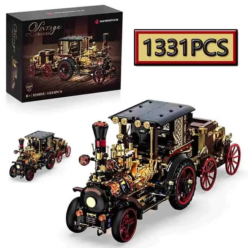 Retro Mechanical Steam Car Building Blocks Set Vintage Home Decor Bricks with LED Lights MOC Toy for Festival Gift
Retro Mechanical Steam Car Building Blocks Set Vintage Home Decor Bricks with LED Lights MOC Toy for Festival Gift