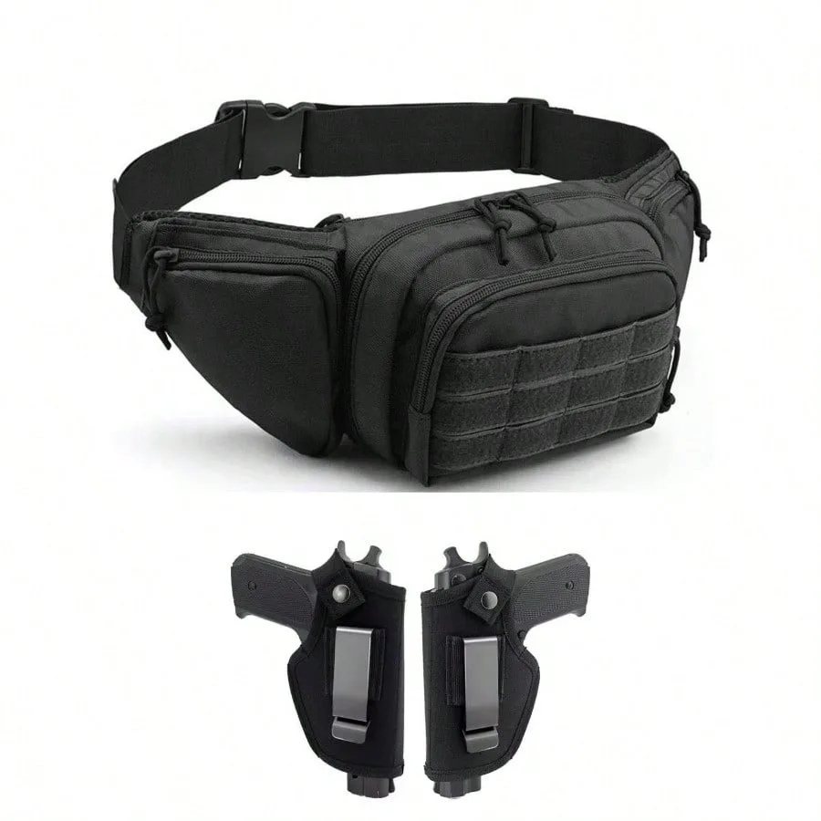 2 Universal 9mm Holsters Men's Tactical Waist Pack – Multi-Pocket for G17/G27/G42, Ambidextrous, Adjustable Strap & Zippered Compartments for Camping, Hiking & Hunting
2 Universal 9mm Holsters Men's Tactical Waist Pack – Multi-Pocket for G17/G27/G42, Ambidextrous, Adjustable Strap & Zippered Compartments for Camping, Hiking & Hunting