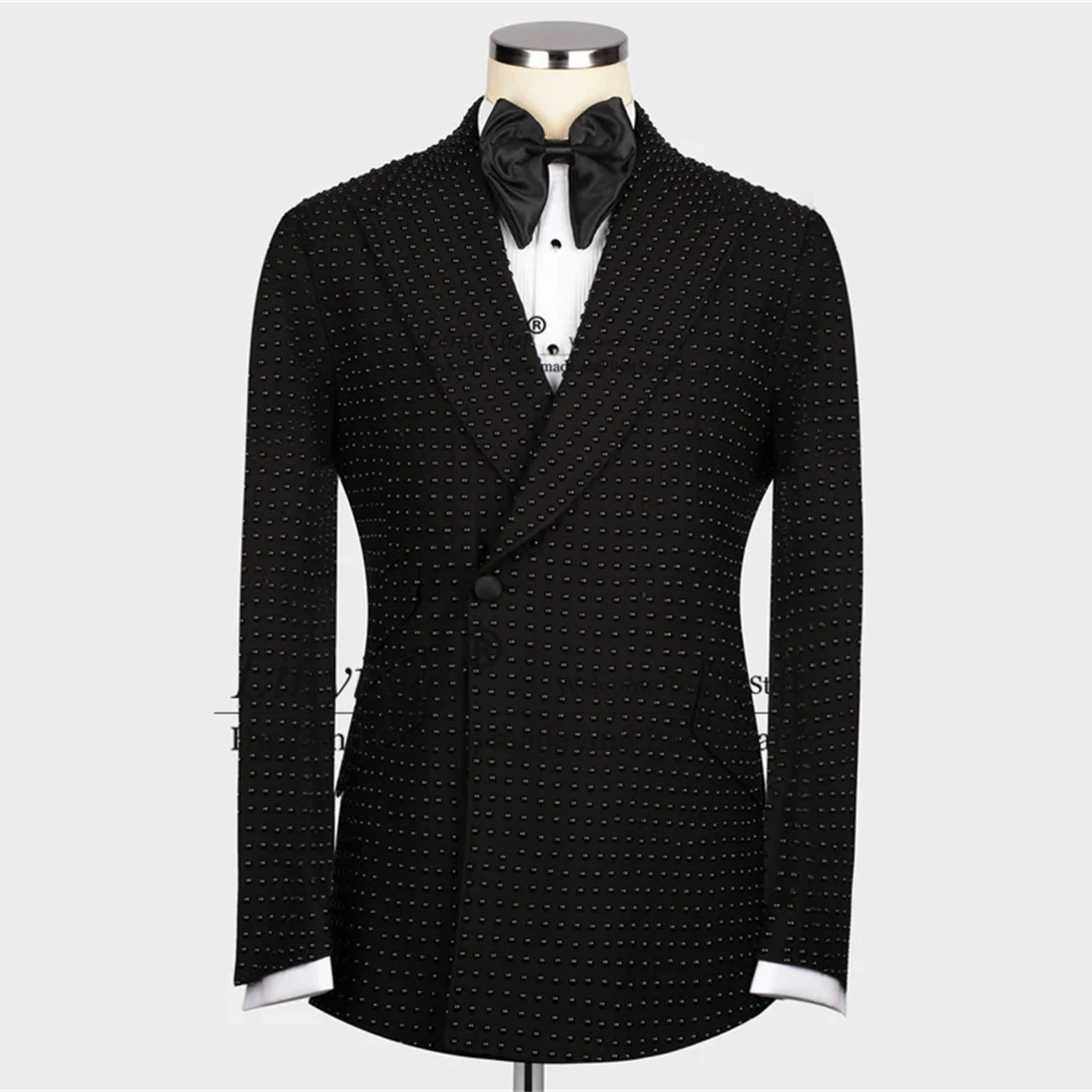 Black Stone Embroidered Tuxedos Men Suits Double Breasted Groom Wedding Prom Blazers Pant Outfit 2 Pieces Sets Costume Homme
Black Stone Embroidered Tuxedos Men Suits Double Breasted Groom Wedding Prom Blazers Pant Outfit 2 Pieces Sets Costume Homme