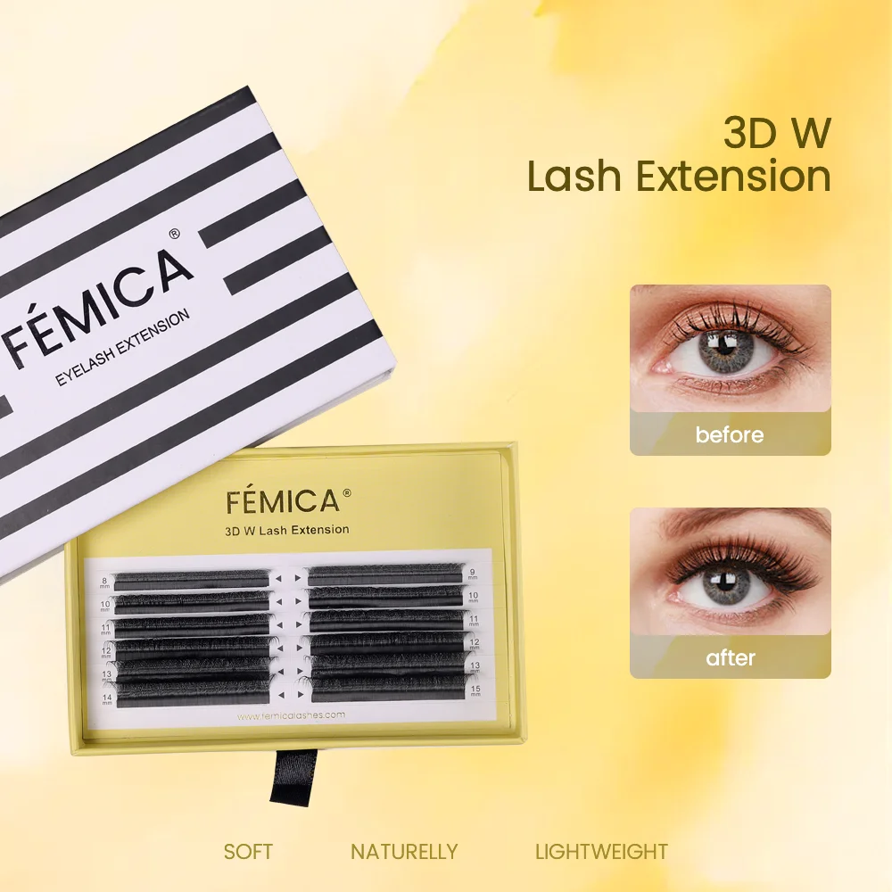 FÉMICA 3D W Shape Eyelash Extensions Natural Soft Individual False Lashes Automatic Flowering Easy Fan for Eyelash Professionals
FÉMICA 3D W Shape Eyelash Extensions Natural Soft Individual False Lashes Automatic Flowering Easy Fan for Eyelash Professionals