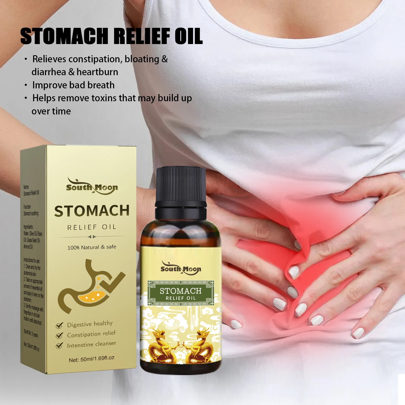 50ml South Moon Stomach Oil Relieves Constipation Bloating Diarrhea Supports Digestion Promotes Metabolism Gentle Body Care
50ml South Moon Stomach Oil Relieves Constipation Bloating Diarrhea Supports Digestion Promotes Metabolism Gentle Body Care