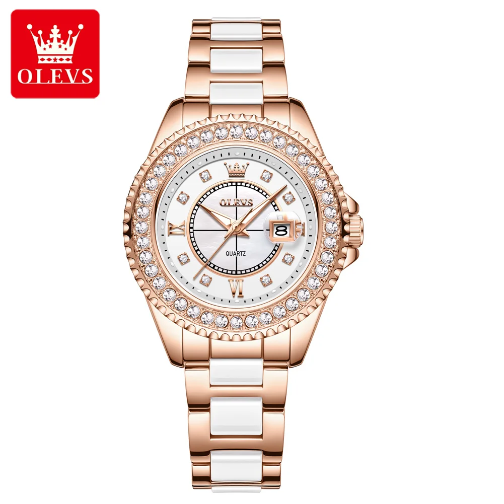 OLEVS 3685 Elegant Diamond Dial Women's Watch with Ceramics Strap Original Quartz Luxury Ladies Wristwatch
OLEVS 3685 Elegant Diamond Dial Women's Watch with Ceramics Strap Original Quartz Luxury Ladies Wristwatch
