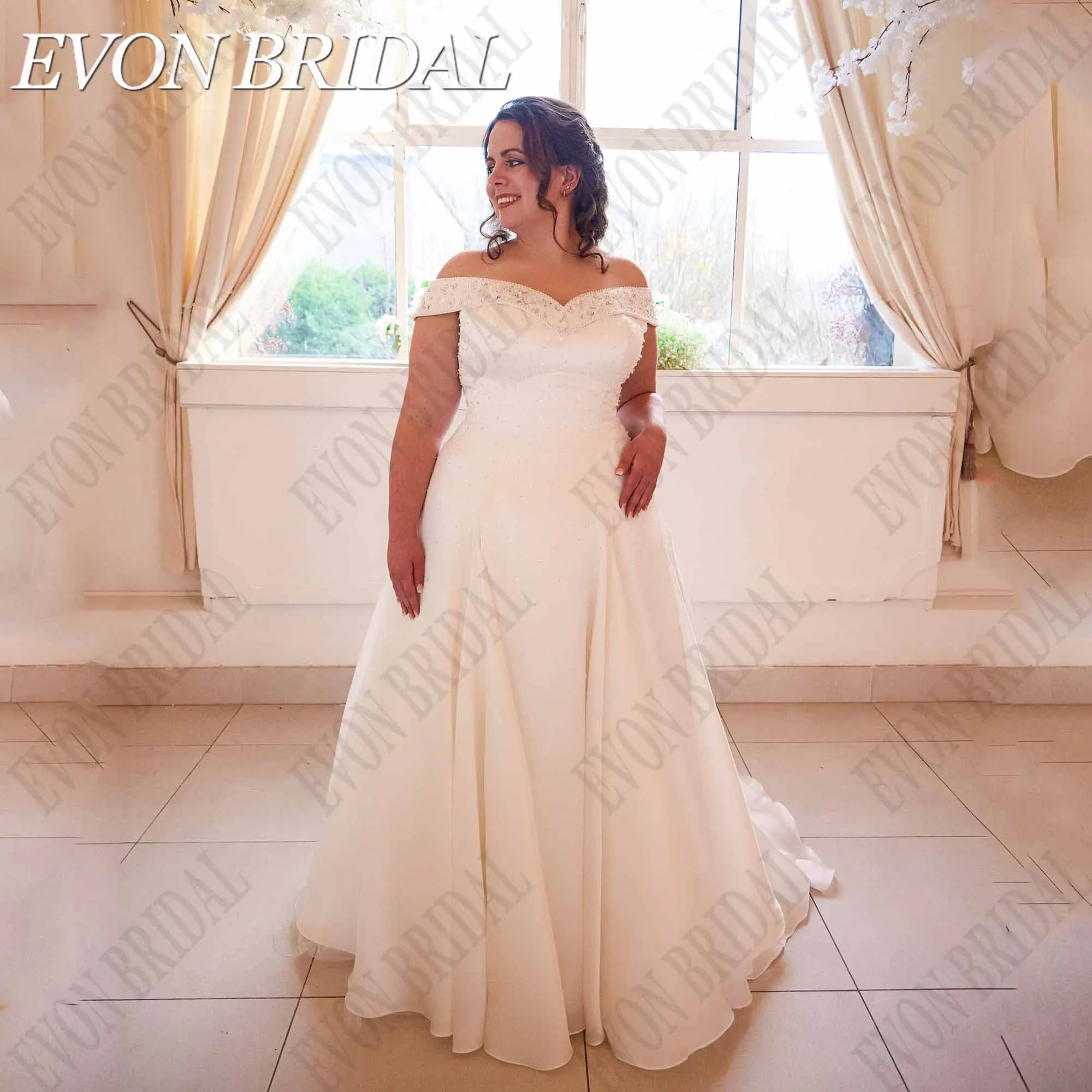 EVON BRIDAL Beading Satin Plus Size Weddig Dress Off Shoulder Sweetheart vestidos de novia Crystal A-Line Satin Bride Gowns
EVON BRIDAL Beading Satin Plus Size Weddig Dress Off Shoulder Sweetheart vestidos de novia Crystal A-Line Satin Bride Gowns