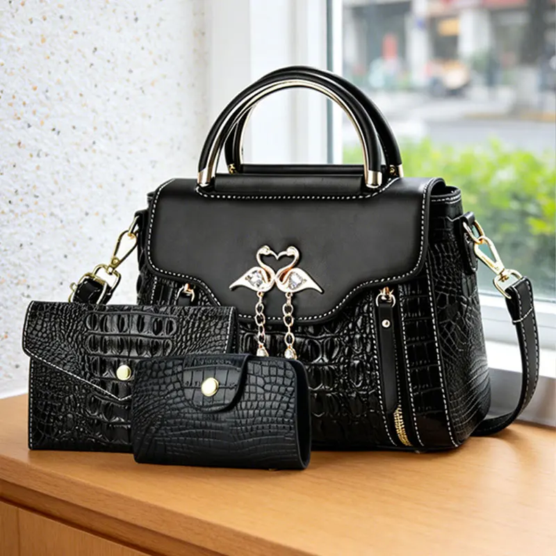 3-piece women's bag set, ladies handbag, crocodile pattern leather shoulder and crossbody bag, fliptop design bag, birthday gift
3-piece women's bag set, ladies handbag, crocodile pattern leather shoulder and crossbody bag, fliptop design bag, birthday gift