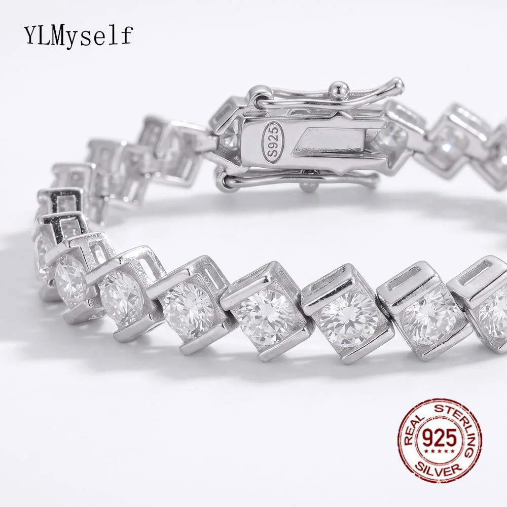 YLMyself 925 Silver Full Pave Tennis Bracelet 3mm Moissanite Square Cut White Stone Fashion Jewelry
YLMyself 925 Silver Full Pave Tennis Bracelet 3mm Moissanite Square Cut White Stone Fashion Jewelry