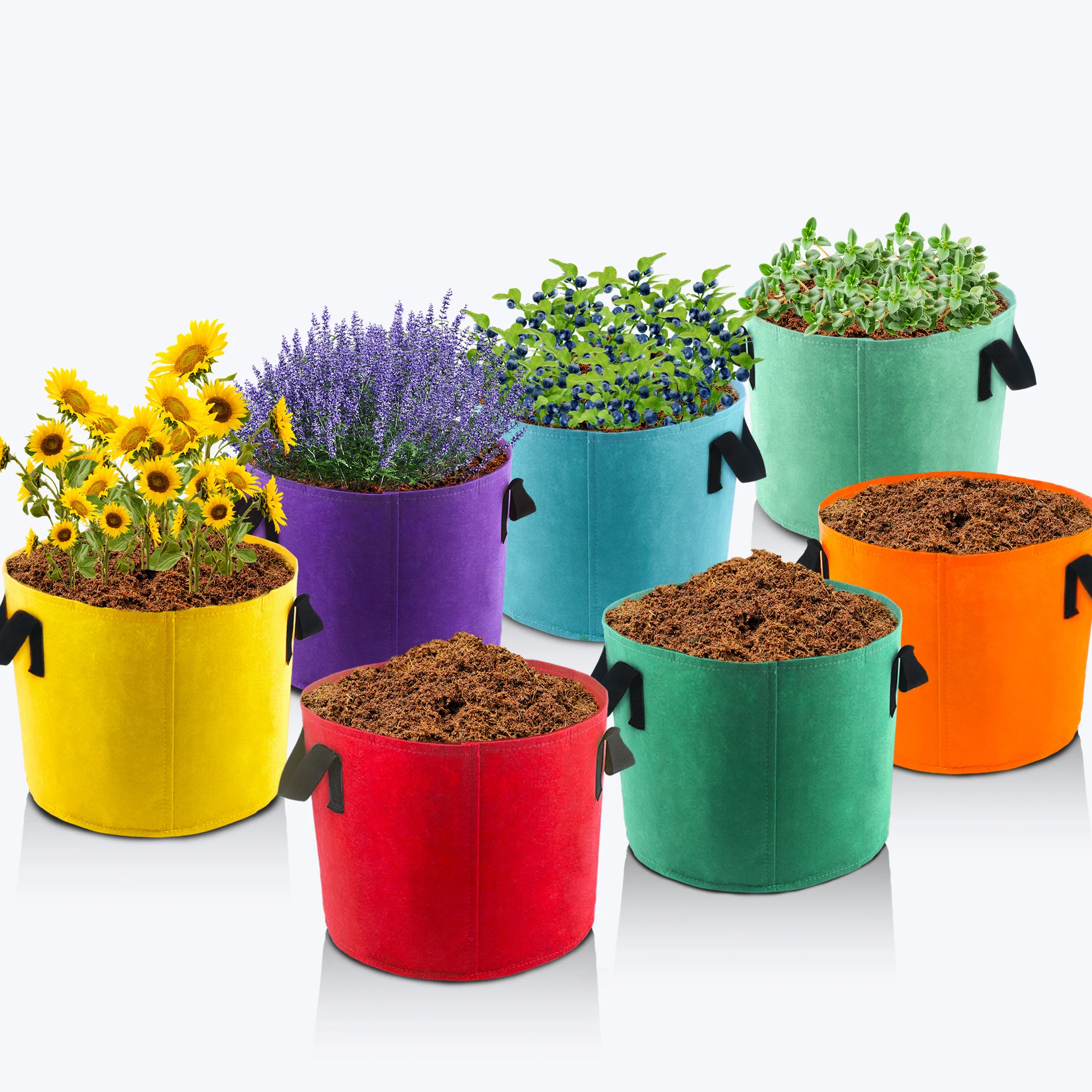 10 Gallon Grow Bags, 7 Pack Colorful Fabric Plant Pots with Handles for Garden and Outdoor Planting10 Gallon Grow Bags
10 Gallon Grow Bags, 7 Pack Colorful Fabric Plant Pots with Handles for Garden and Outdoor Planting10 Gallon Grow Bags