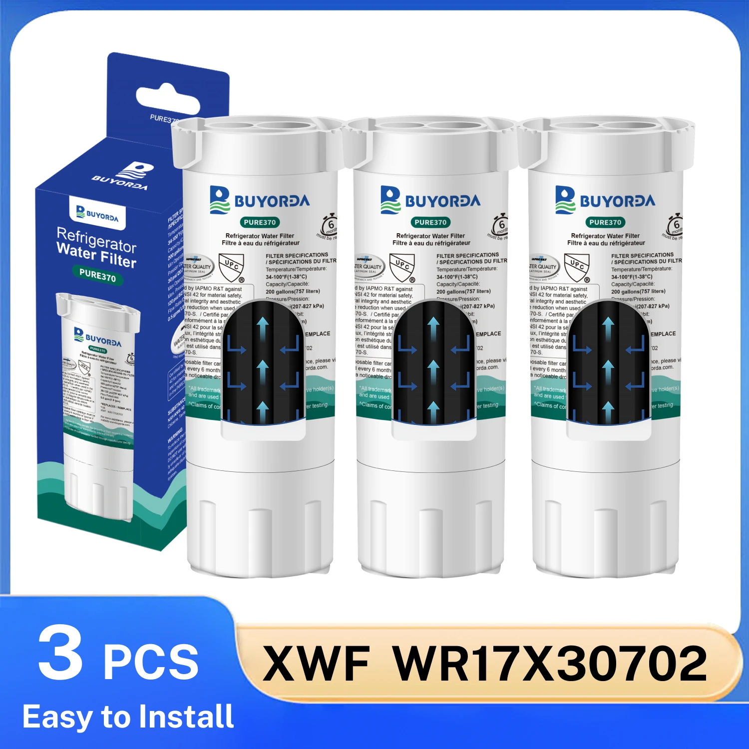 XWF Replacement Refrigerator Water Filter 3 Pack for GE for GNE27 GFE26 GDE25 GSS25 Series WR17X30702 Compatible Not XWFE
XWF Replacement Refrigerator Water Filter 3 Pack for GE for GNE27 GFE26 GDE25 GSS25 Series WR17X30702 Compatible Not XWFE