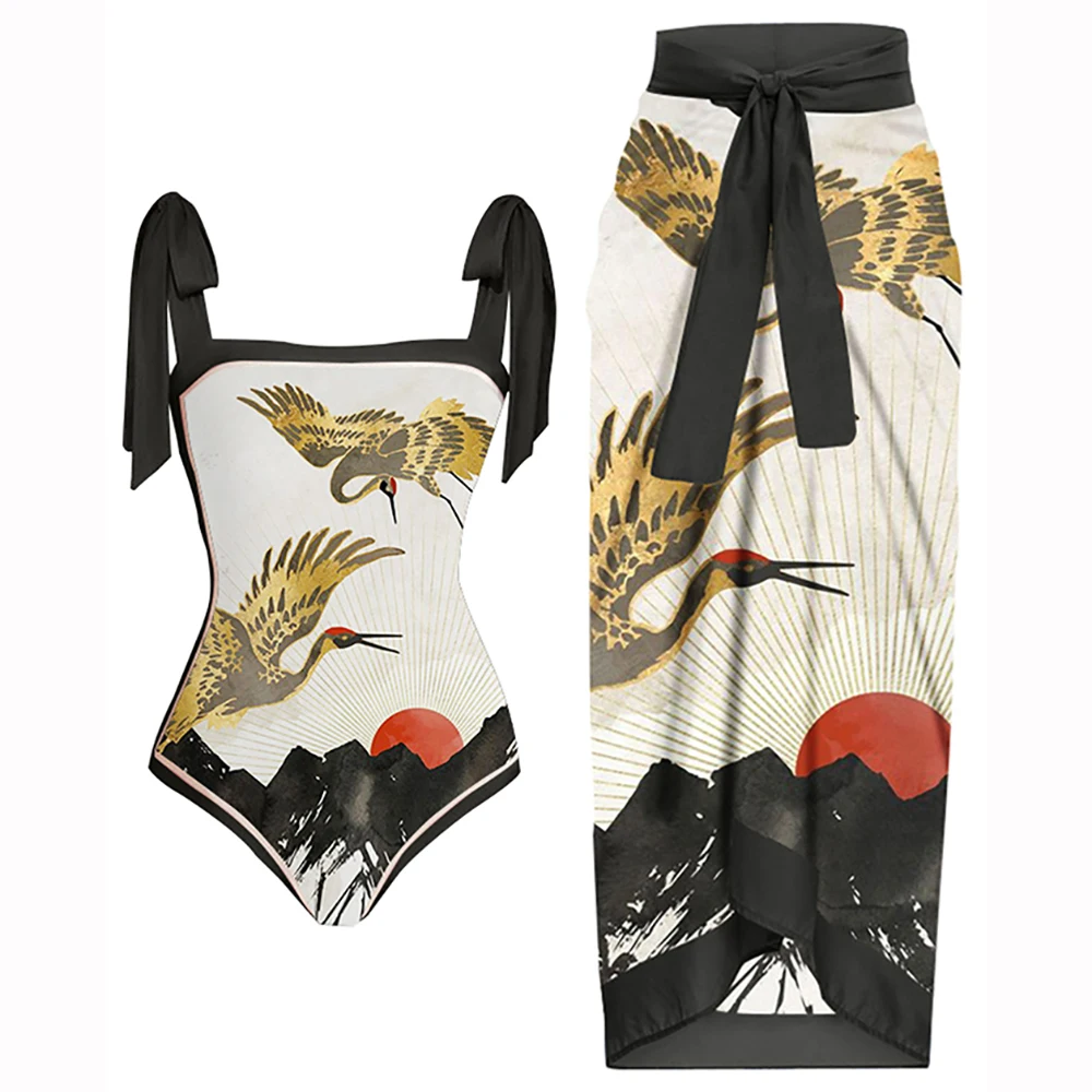 2022 Fashion Printed Bow Band Bikini One Body Skinny Square Neck Retro Beachwear Seamless Stitching High Waist Cropped Swimsuit
2022 Fashion Printed Bow Band Bikini One Body Skinny Square Neck Retro Beachwear Seamless Stitching High Waist Cropped Swimsuit