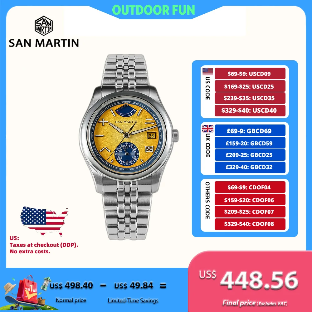 San Martin 39mm 9132 Chinese Characters Dial Men Watch Mechanical Elegant Bubble Sapphire 5-Link Bracelet BGW-X1 SN0144DG
San Martin 39mm 9132 Chinese Characters Dial Men Watch Mechanical Elegant Bubble Sapphire 5-Link Bracelet BGW-X1 SN0144DG