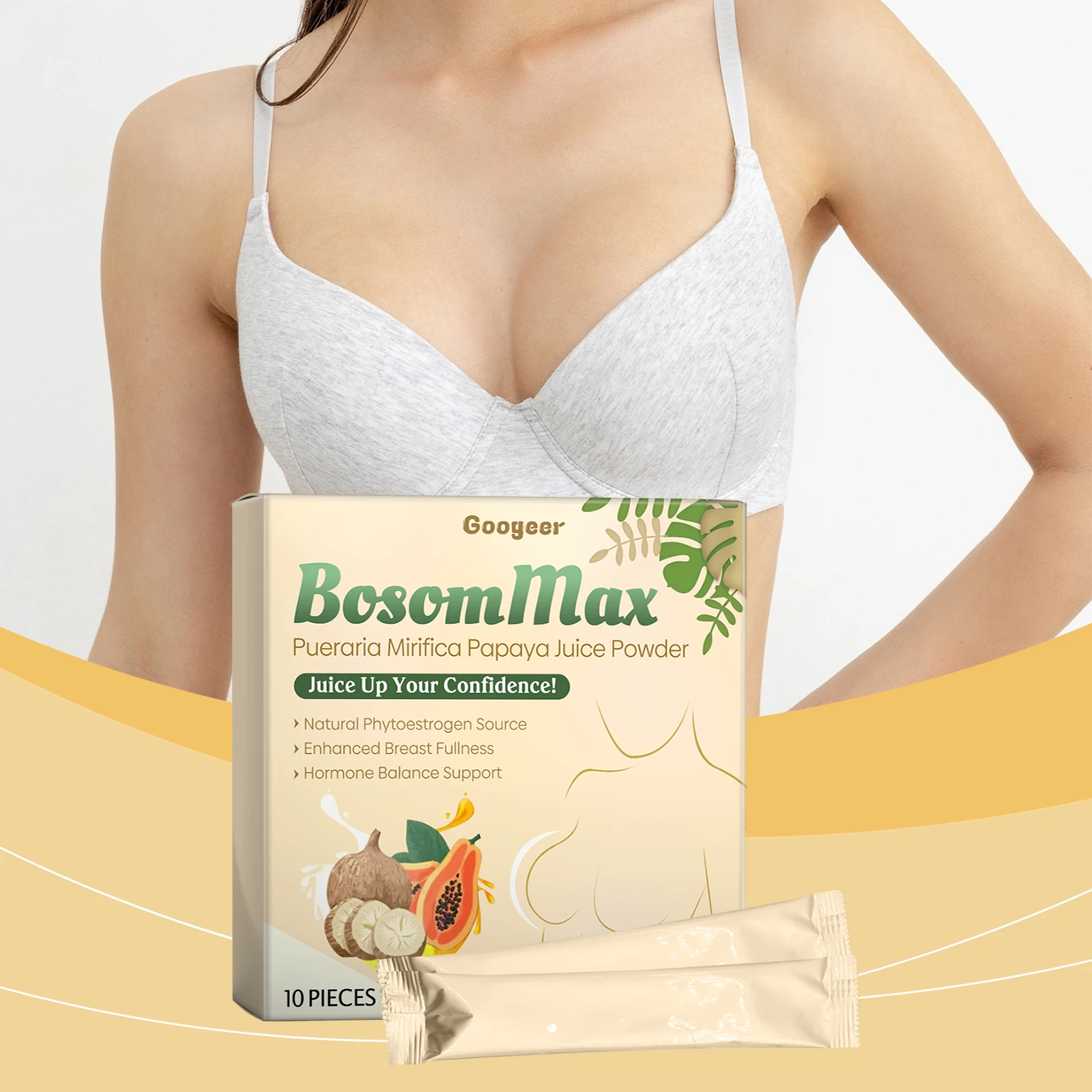Googeer 10 шт. Pueraria Mirifica Papaya Juice Powder для увеличения груди, против провисания, для коррекции фигуры тела, красивая пудра для груди
Googeer 10 шт. Pueraria Mirifica Papaya Juice Powder для увеличения груди, против провисания, для коррекции фигуры тела, красивая пудра для груди