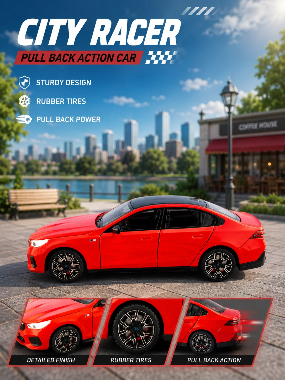 1:24 Scale Realistic Red Diecast Sports Sedan Replica with All Opening Parts, Detailed Engine & Interior
1:24 Scale Realistic Red Diecast Sports Sedan Replica with All Opening Parts, Detailed Engine & Interior